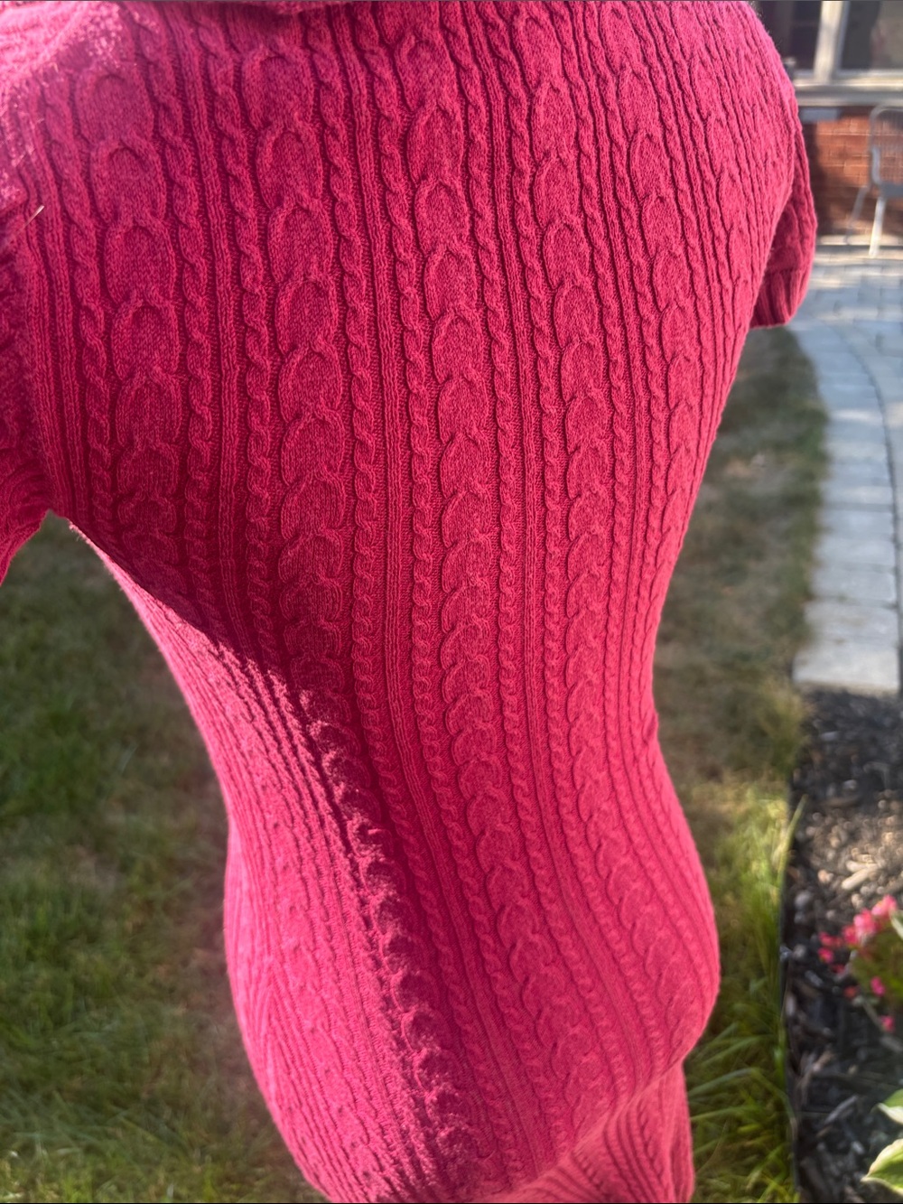 BCBGMaxAzria Hot Pink Cowl-Neck Cable Knit Midi Dress - Picture 5 of 7